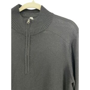 Smartwool Sparwood Mens Black Merino Wool 1/4 Zip Mock Neck‎ Sweater Size M